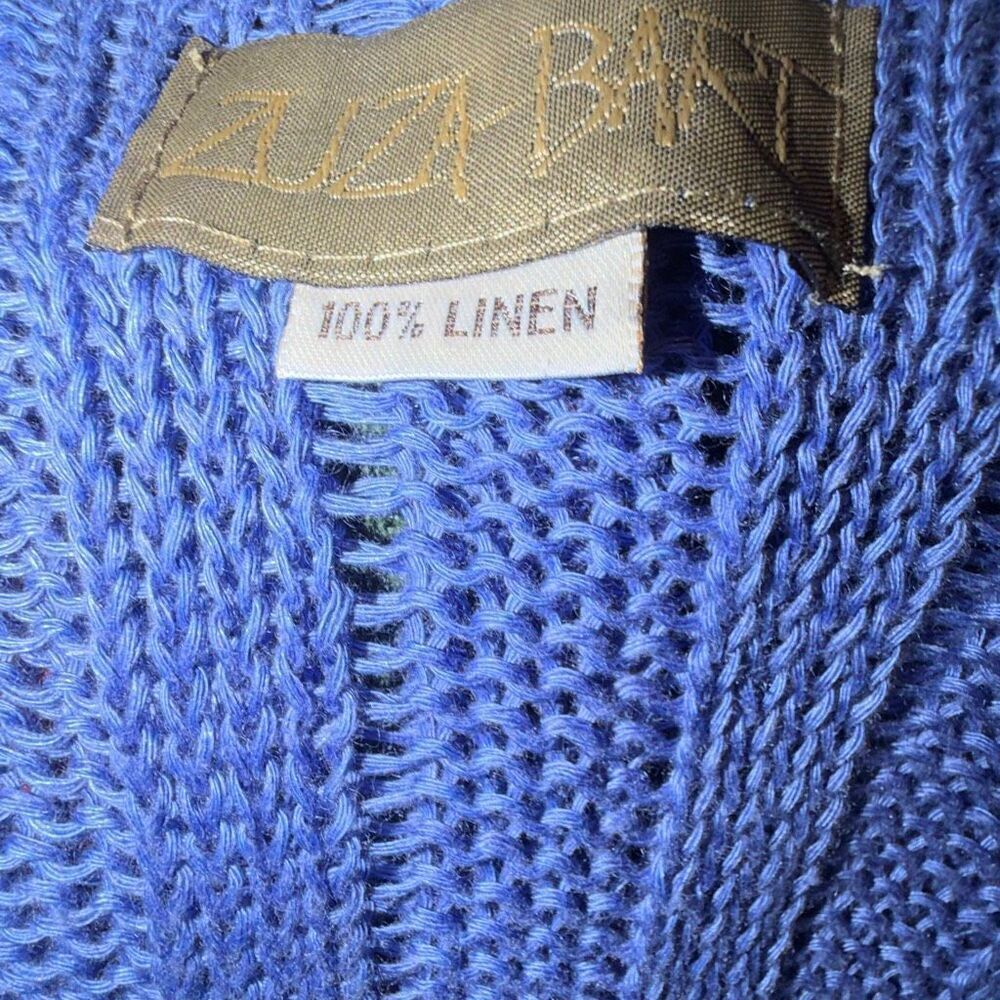 ZUZA BART Cornflower Blue Linen Knit Open Front Cardigan - Picture 8 of 9
